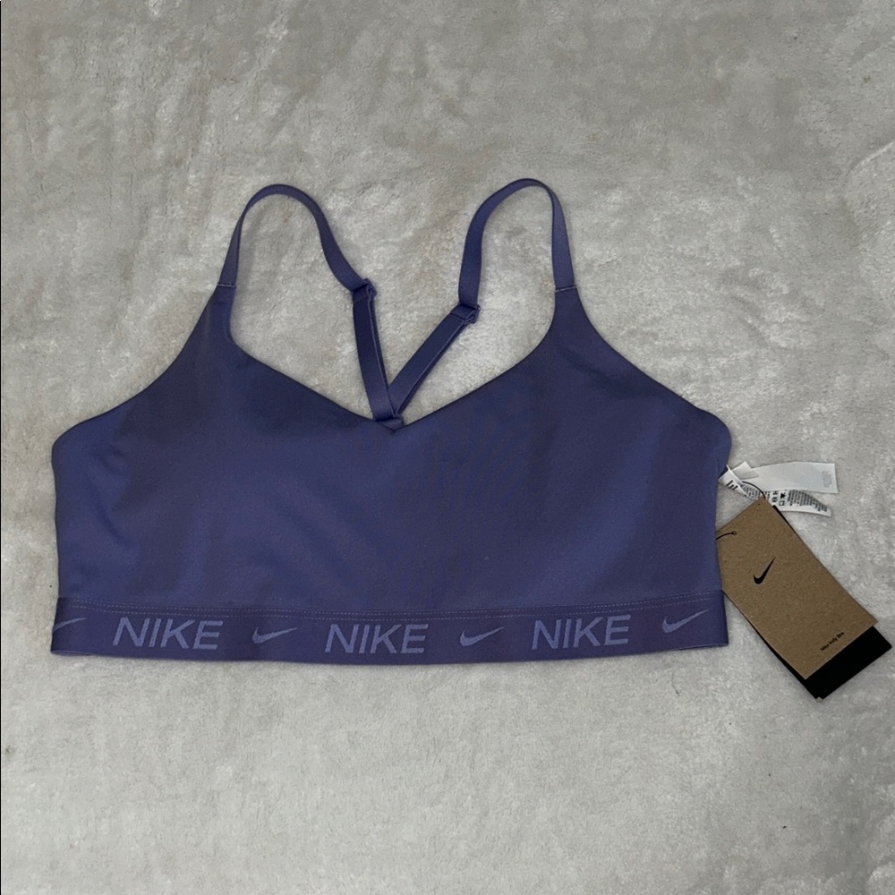 Nike Violet Pullover Light-Support Sports Bra with Logo Band
